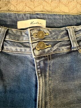 KanCan Double-Button High-Rise Denim Jeans - Medium Blue